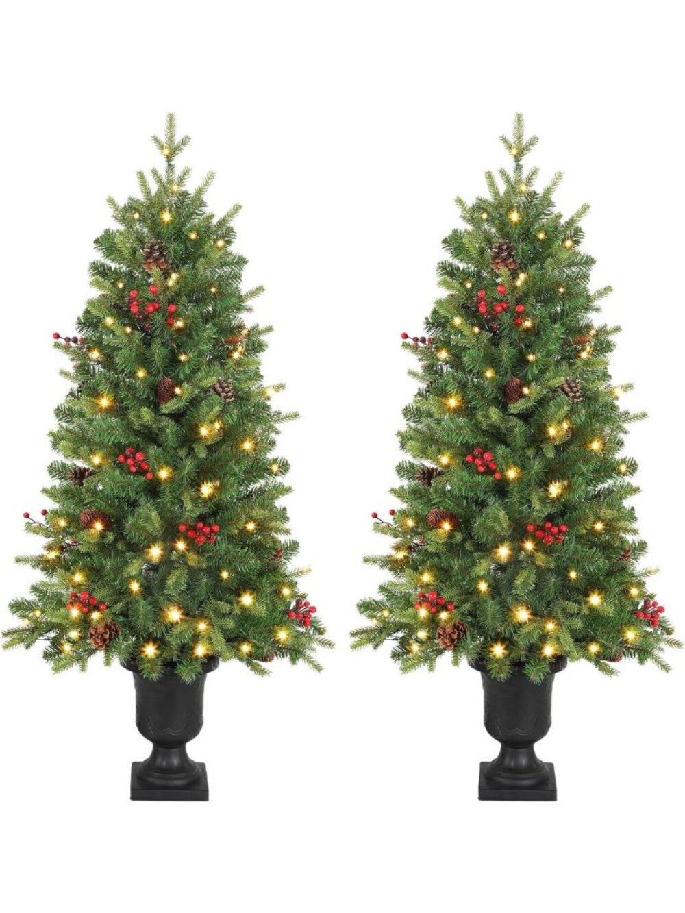 Alupssuc 4FT Prelit Plug-in Artificial Christmas Tree with Lights, 2 Pack